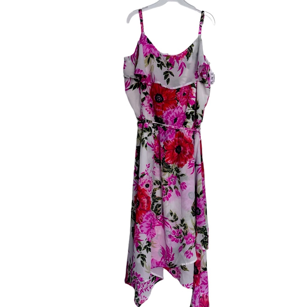 NEW Floral Matching Sharkbite Hem Dress